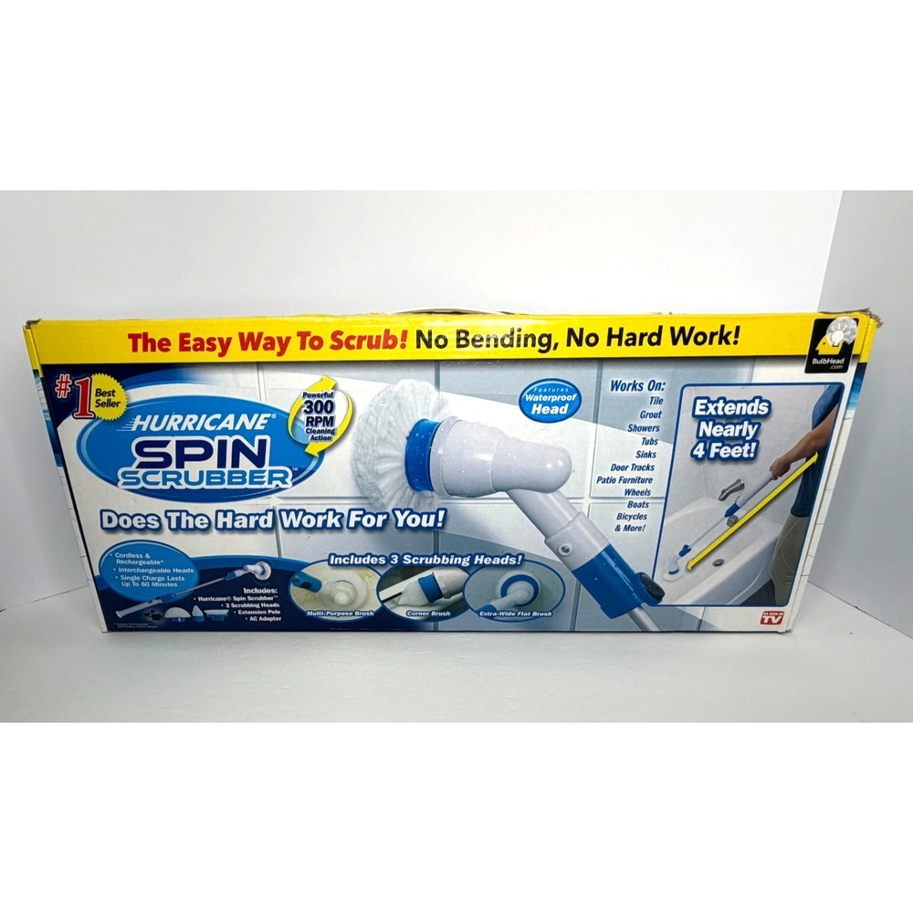 Hurricane Spin Scrubber Cordless Power Cleaning Brush with 3 Rotating Heads NOB
